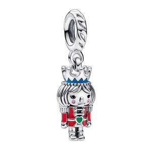 Pandora Silver Nutcracker Charm with Blue Crown and Red Enamel 2022